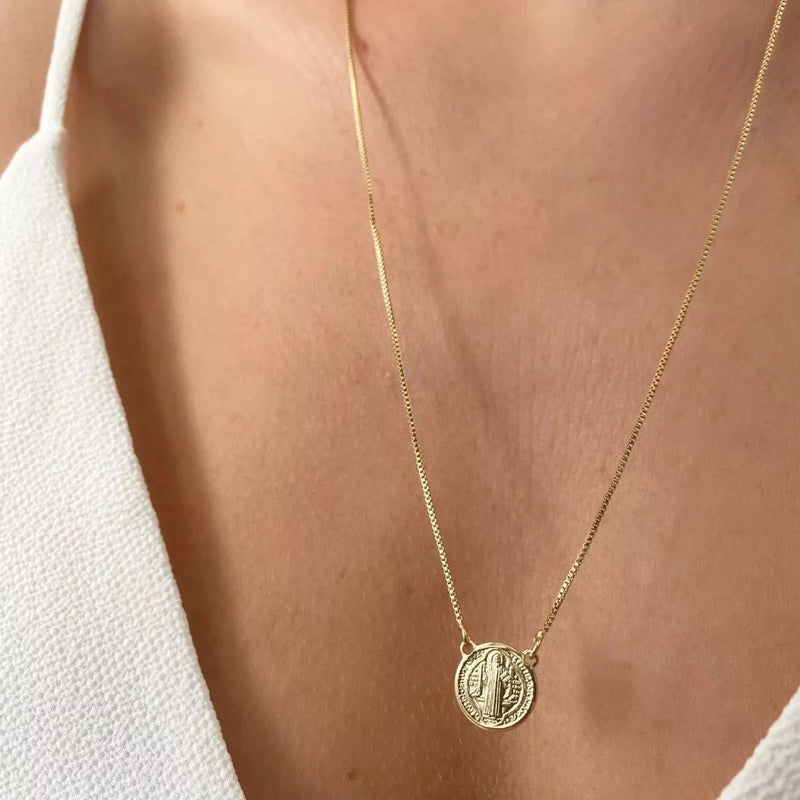 Escapulário Medalha De São Bento - Prata 925 e Banhado Ouro 18k