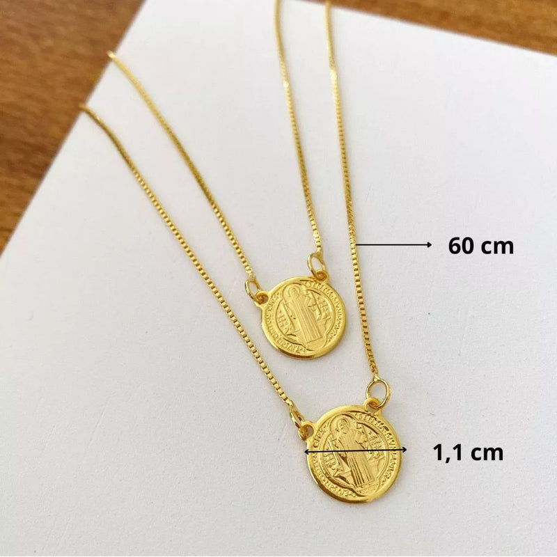 Escapulário Medalha De São Bento - Prata 925 e Banhado Ouro 18k