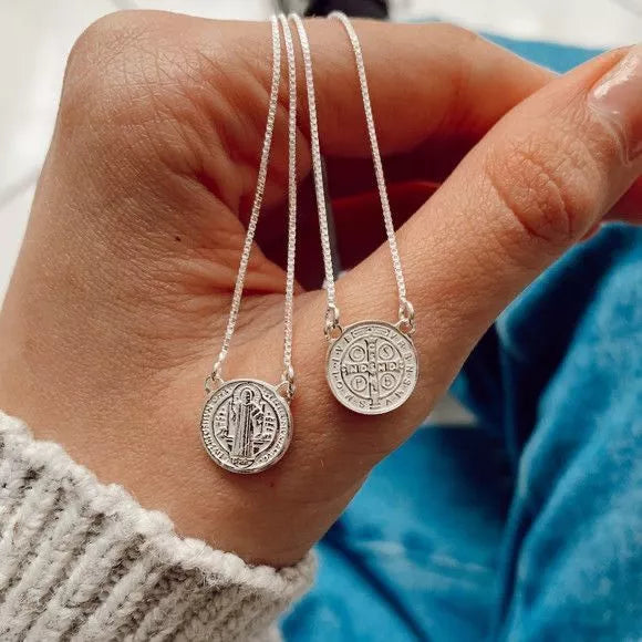 Escapulário Medalha De São Bento - Prata 925 e Banhado Ouro 18k