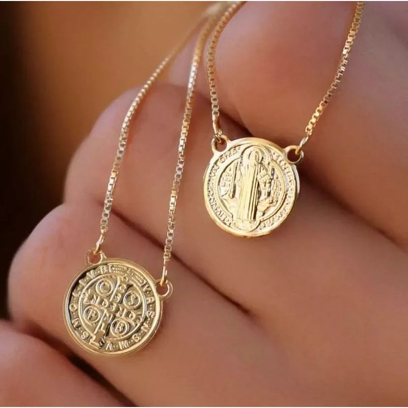 Escapulário Medalha De São Bento - Prata 925 e Banhado Ouro 18k